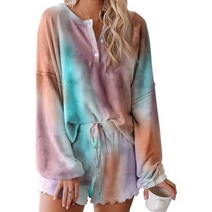 Women Tie Dye Loungewear Pajama Set Small